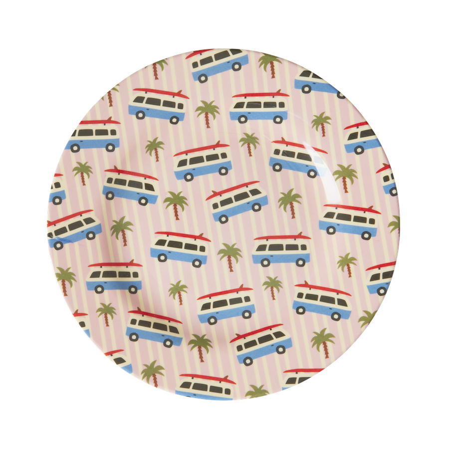 Camper Van Pink Print Melamine Lunch Plate by Rice DK